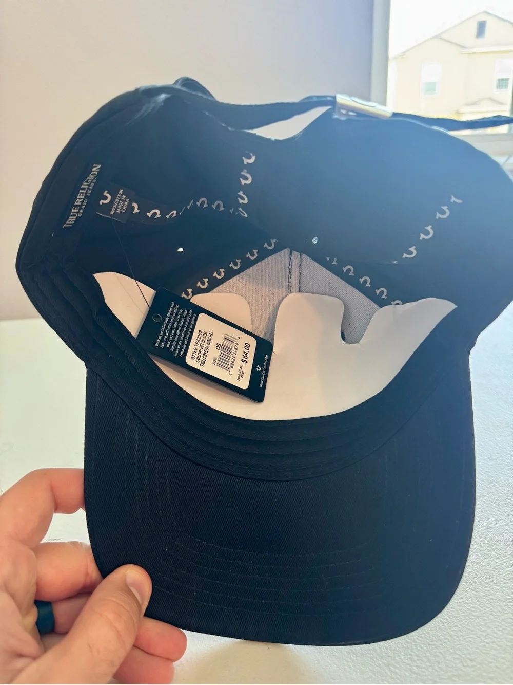 True Religion Jet Black Crystal Wing OSFM Adjustable Hat. NWT